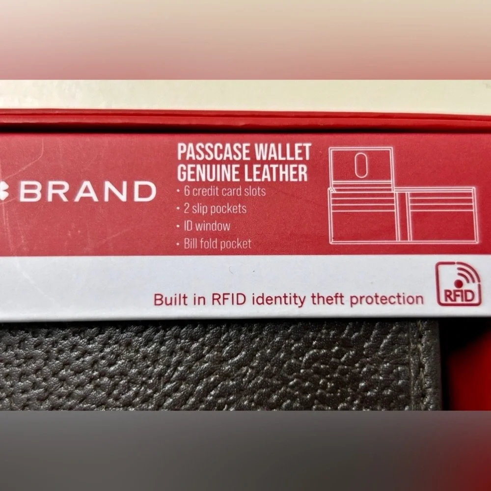 Lucky Brand Brown Pebbled Leather RFID Protection Passcase Wallet